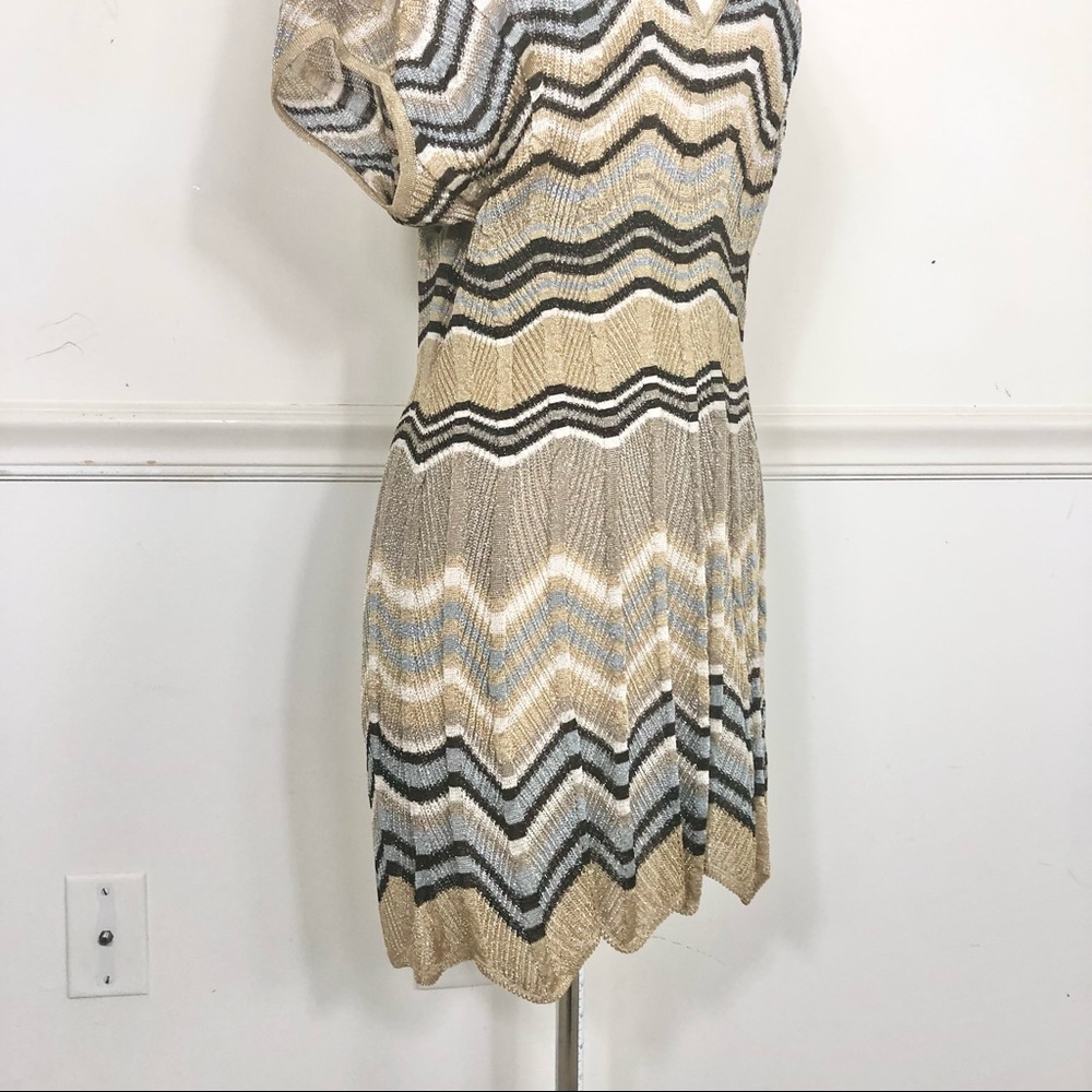Missoni ITALY Gold striped tunic top Deep V neck - Picture 4 of 8